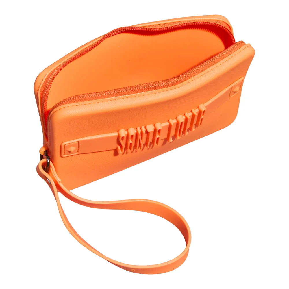 Clutch Borracha Laranja Alça De Mão - vista 3 de 4