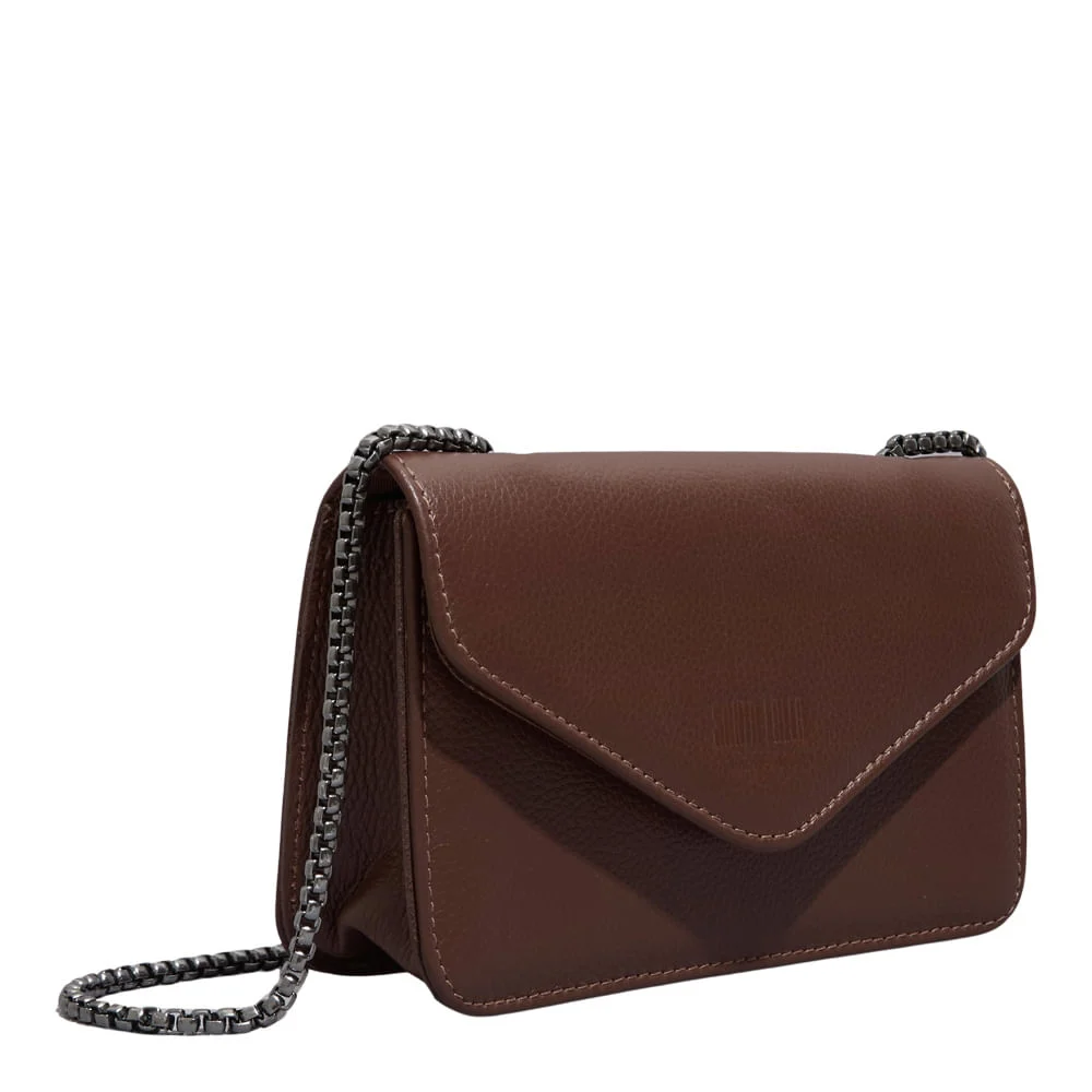 Bolsa Envelope Couro Floater Marrom Dark Alça Transversal - vista 2 de 4