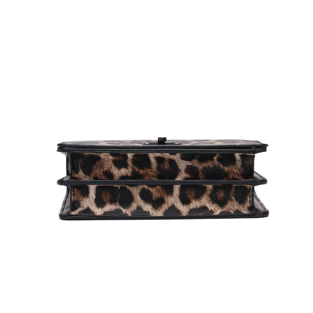 Bolsa Pequena Estampa Animal Print Onça Alça Transversal Corrente - vista 5 de 6