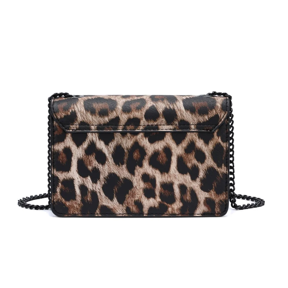 Bolsa Pequena Estampa Animal Print Onça Alça Transversal Corrente - vista 6 de 6