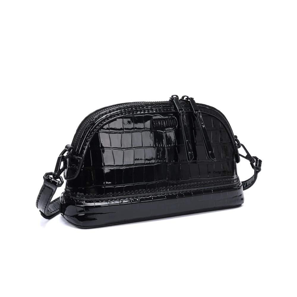 Bolsa Pequena Material Croco Preta Alça Transversal - vista 2 de 5
