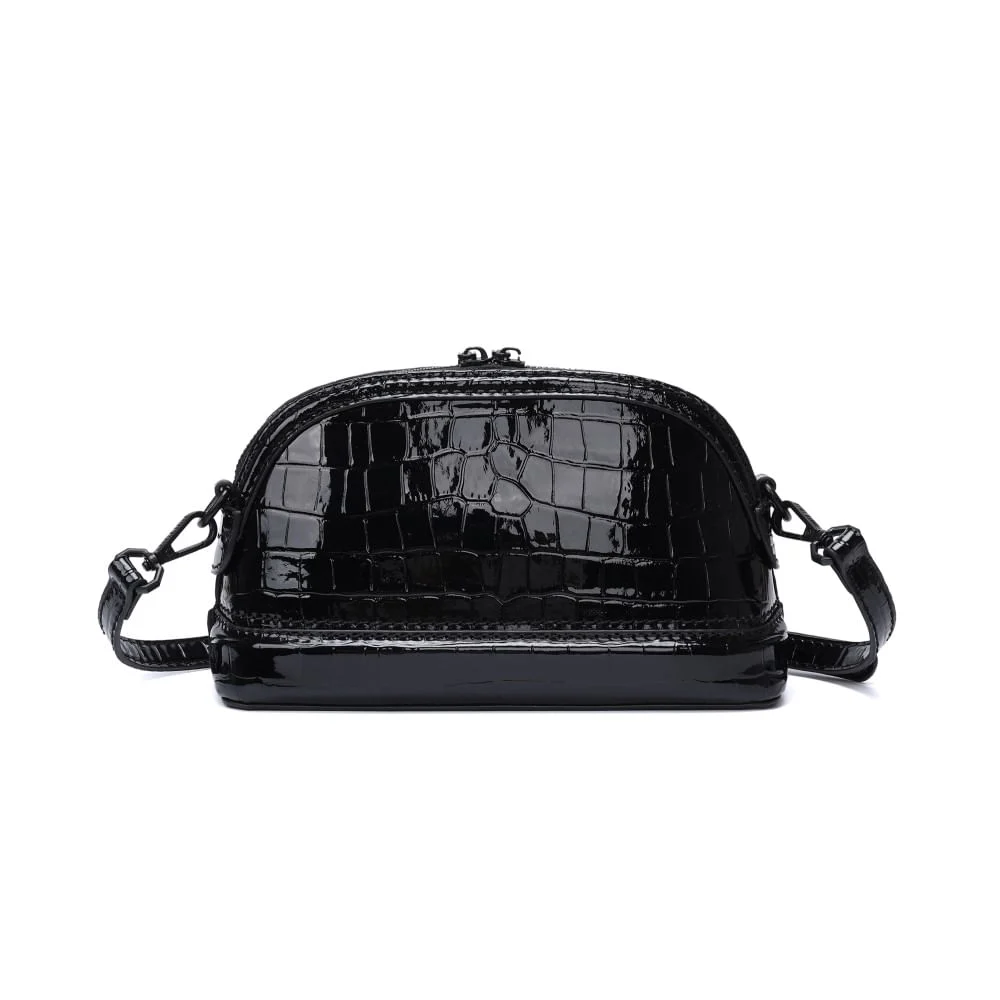 Bolsa Pequena Material Croco Preta Alça Transversal - vista 3 de 5