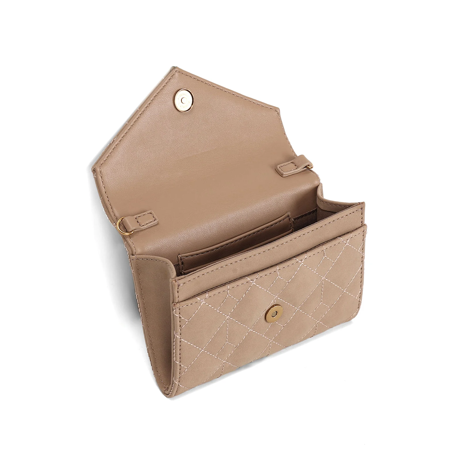Bolsa Carteira Envelope Camurça Bege Alça Transversal - vista 3 de 3