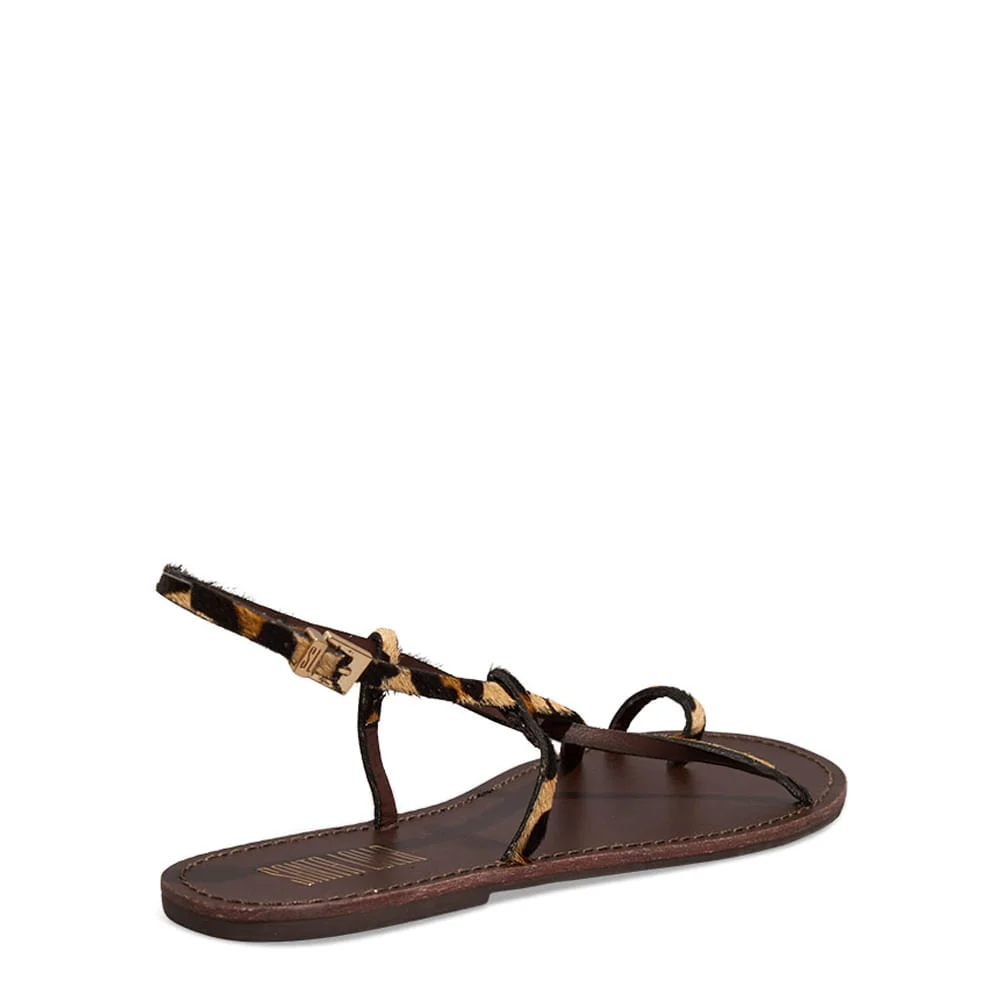 Rasteira De Dedo Couro Estampa Animal Print Onça - vista 3 de 4