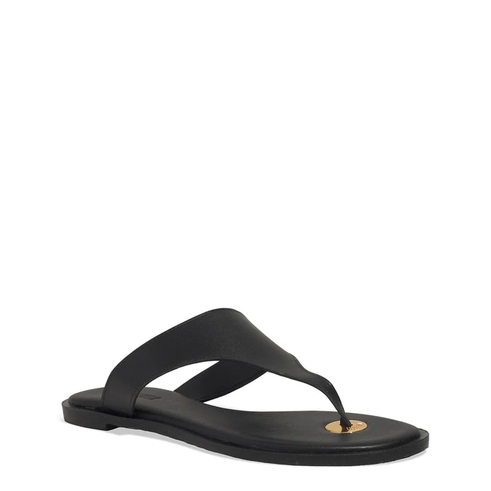 Rasteira Thong Couro Nobre Soft Preto - vista 2 de 4