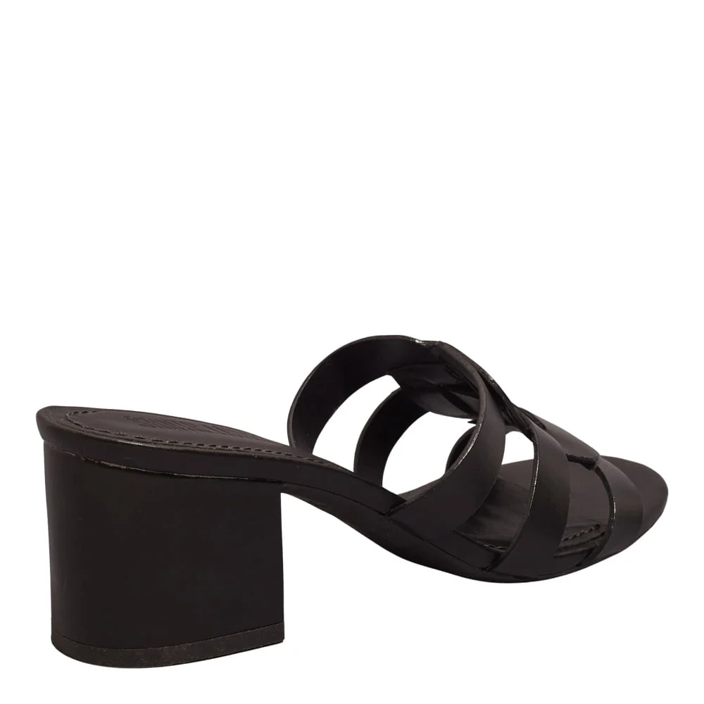 Mule Couro Nobre Salto Bloco Preto - vista 3 de 3