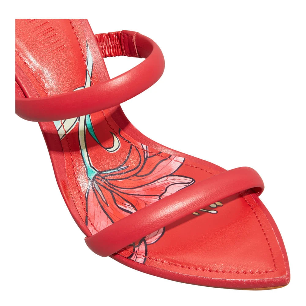 Mule Couro Confort Vermelho Bico Folha - vista 3 de 8