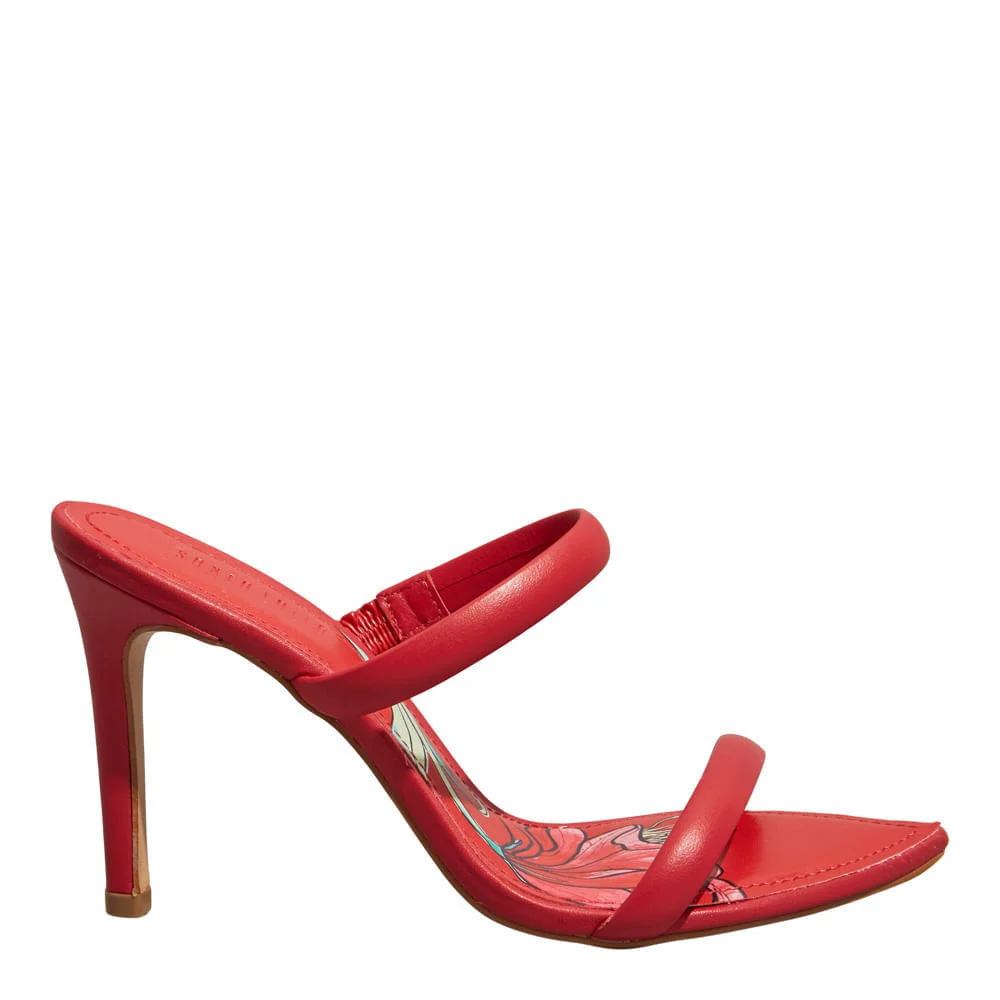 Mule Couro Confort Vermelho Bico Folha - vista 6 de 8