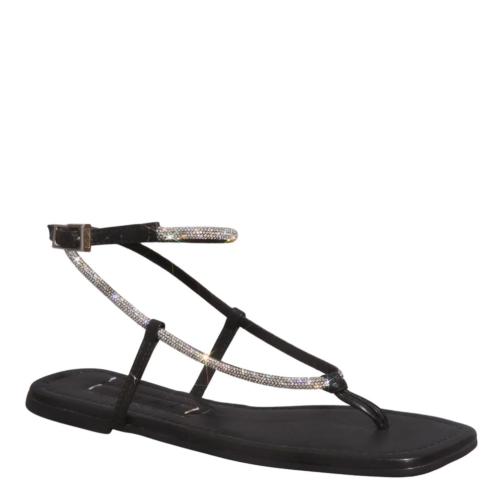 Rasteira Shiny Napa Soft Preto Bico Quadrado - vista 2 de 4