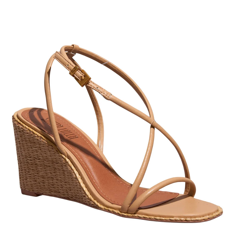 Sandália Espadrille Tiras Anabela Napa Soft Bege - vista 2 de 3