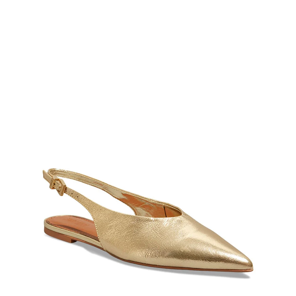 Sapatilha Slingback Couro Metalizada Dourada - vista 2 de 4