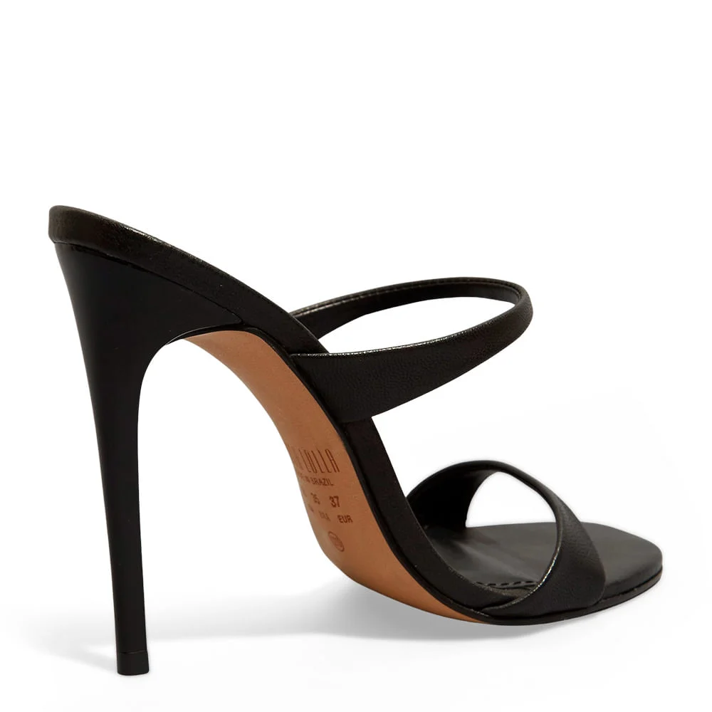 Mule Couro Pelica Preto Salto Alto Fino - vista 3 de 3
