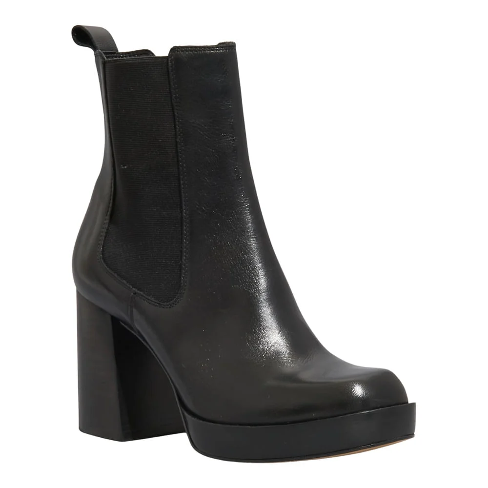 Bota Chelsea Couro Preto Salto Grosso - vista 3 de 4