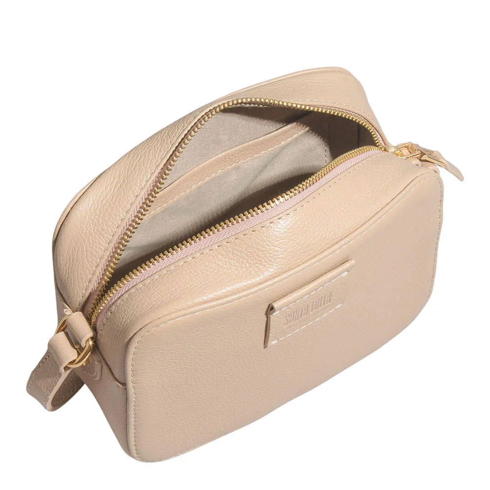 Bolsa Pequena Couro Floater Bege Alça Transversal - vista 3 de 3