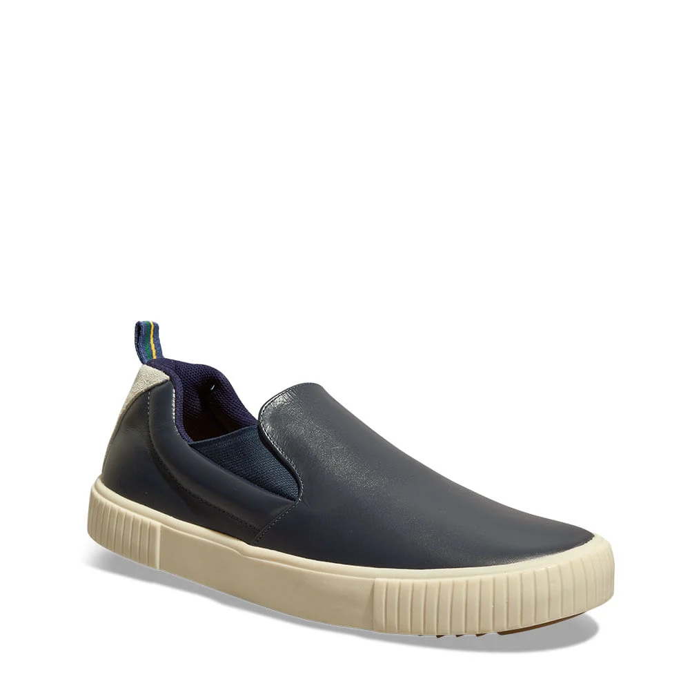 Tênis Slip On Masculino Couro Confort Azul Dark - vista 2 de 4
