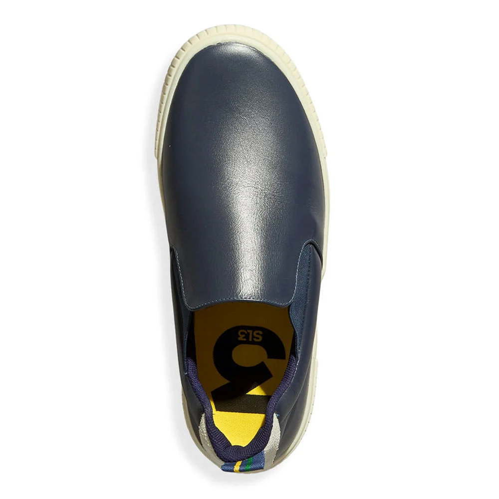 Tênis Slip On Masculino Couro Confort Azul Dark - vista 4 de 4