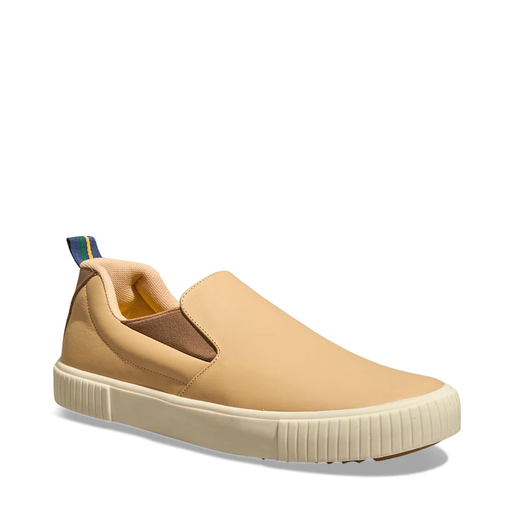 Tênis Slip On Masculino Couro Confort Bege - vista 2 de 4