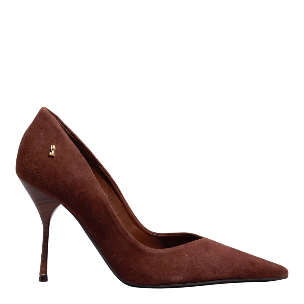 Scarpin Couro Camurça Premium Dark Cocoa - vista 1 de 3