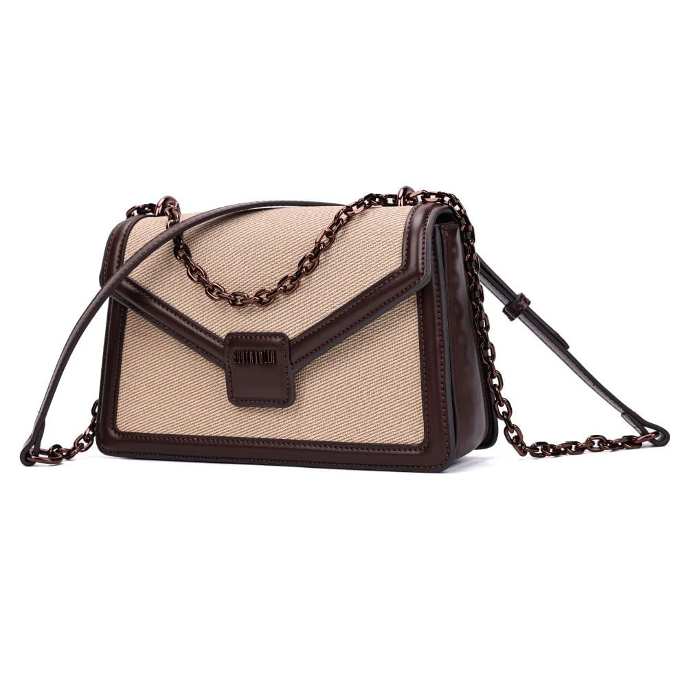 Bolsa Material Canvas Marrom Dark Alça Transversal - vista 3 de 7