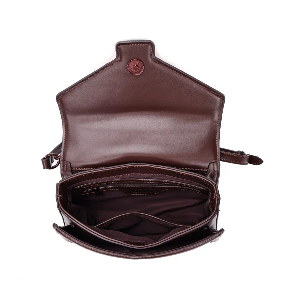 Bolsa Material Canvas Marrom Dark Alça Transversal - vista 7 de 7