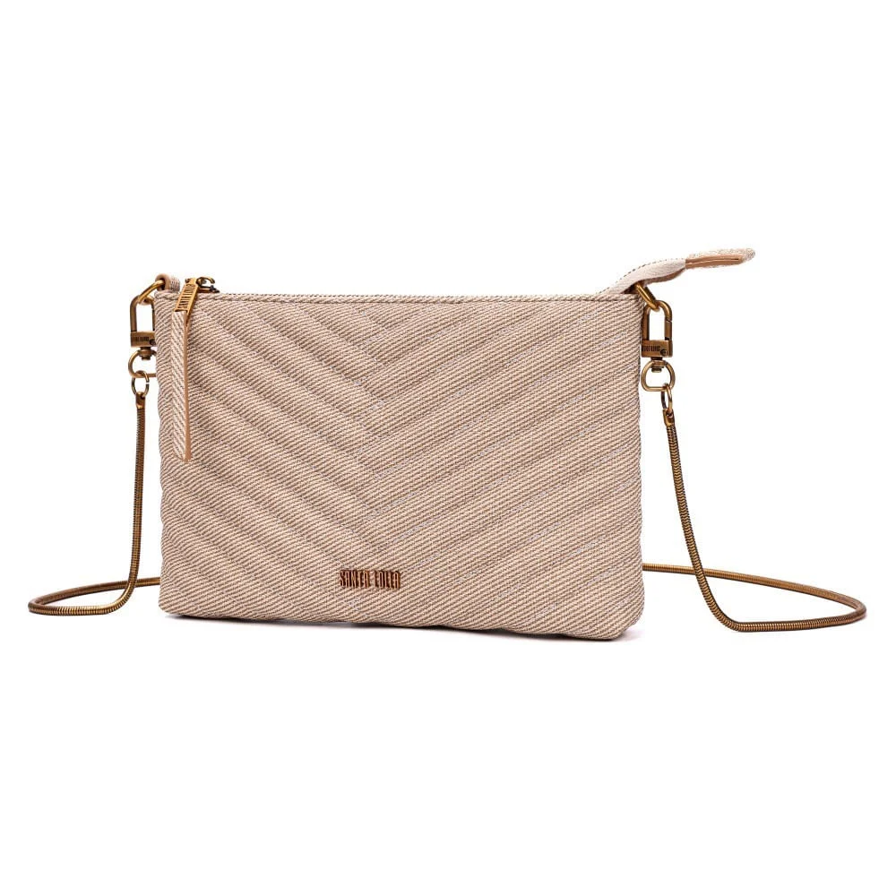 Bolsa Clutch Canvas Bege Claro Alça Corrente - vista 2 de 6