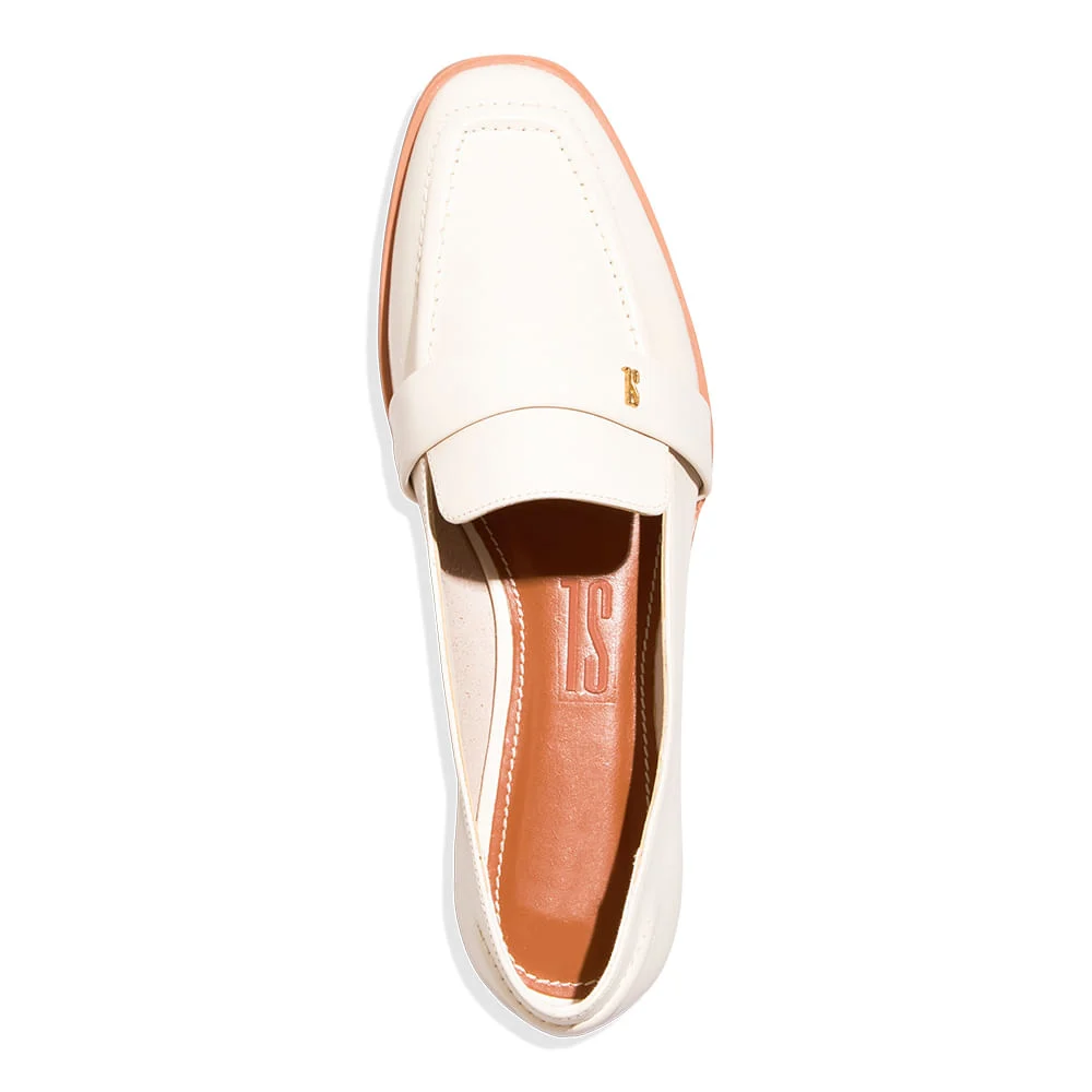 Mocassim Couro Nobre Soft Bico Quadrado Off White - vista 4 de 4