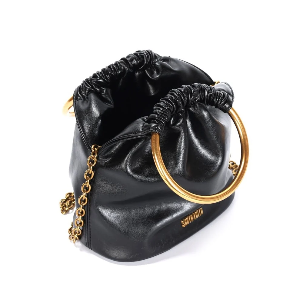 Bolsa Bucket Rustico Preta Alça Dupla - vista 3 de 3