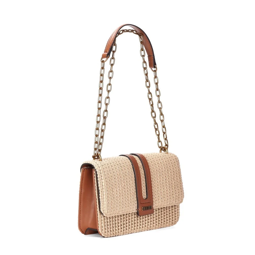 Bolsa Tramado Bege Safari Alça Ombro Corrente - vista 2 de 3