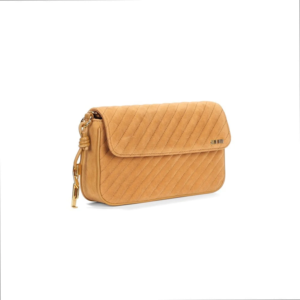 Bolsa Camurça Amarelo Mostarda Alça Corrente Transversal - vista 2 de 3