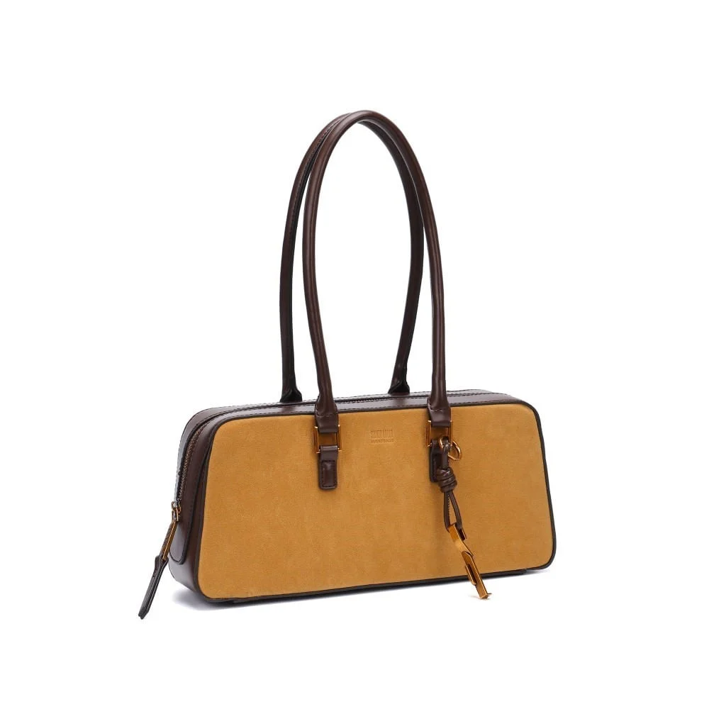 Bolsa Camurça Amarelo Mostarda Alça Ombro - vista 2 de 5