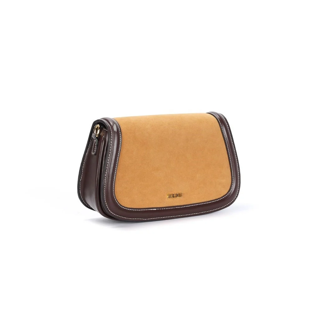Bolsa Camurça Amarelo Mostarda Alça Transversal - vista 2 de 3