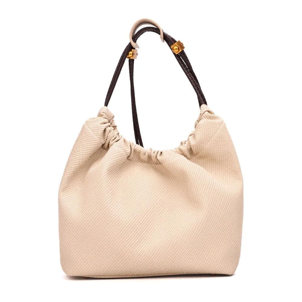 Bolsa Grande Material Canvas Bege Alça Ombro - vista 4 de 6