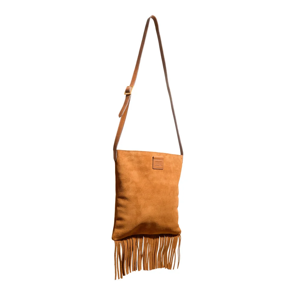 Bolsa M Couro Camurça Mostarda - vista 2 de 3