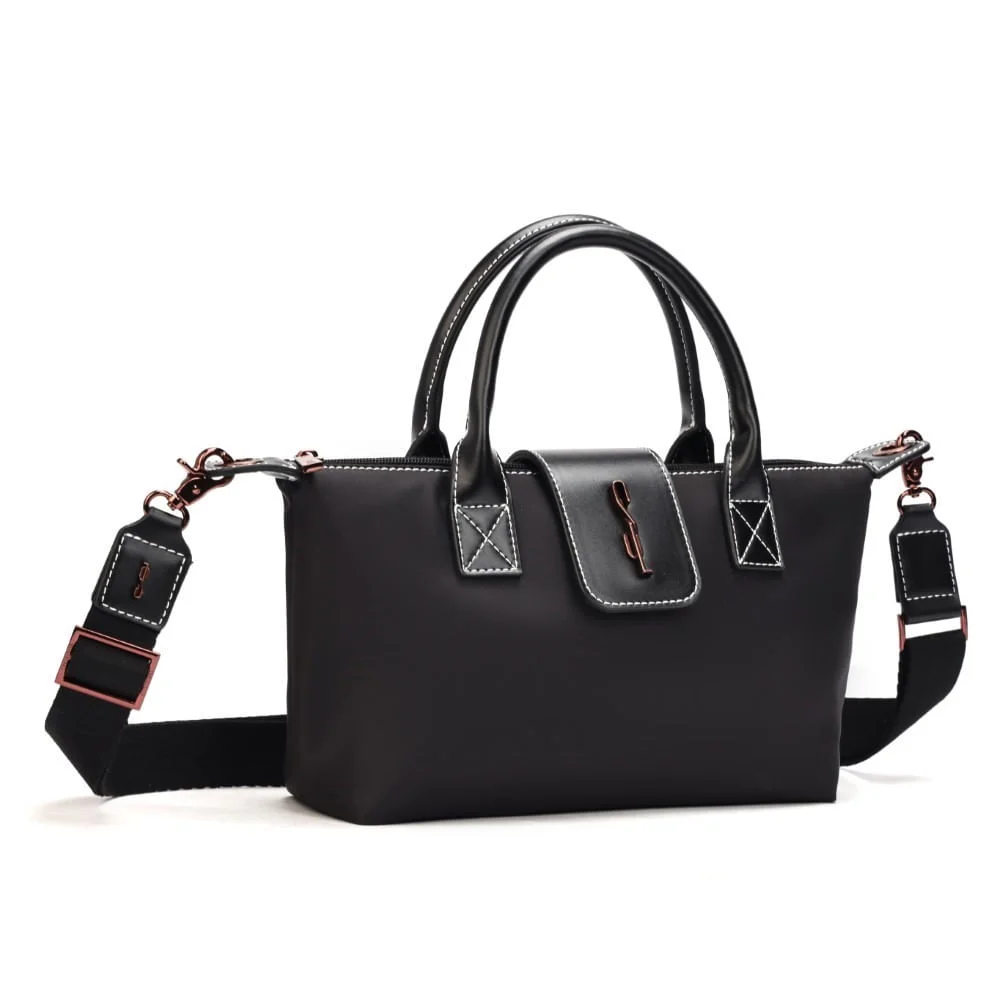 Bolsa Shopper Pequena Nylon Preta Alça Transversal - vista 2 de 7