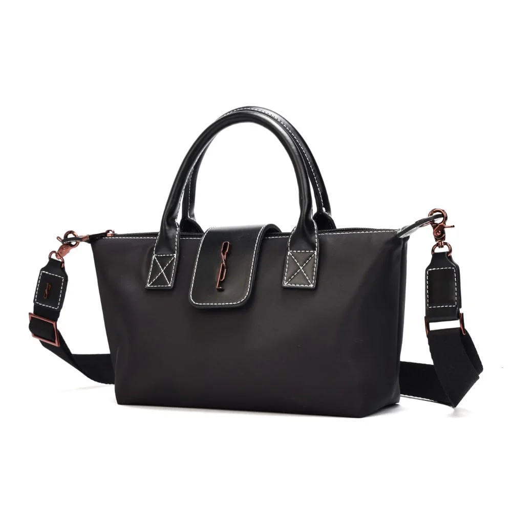 Bolsa Shopper Pequena Nylon Preta Alça Transversal - vista 3 de 7