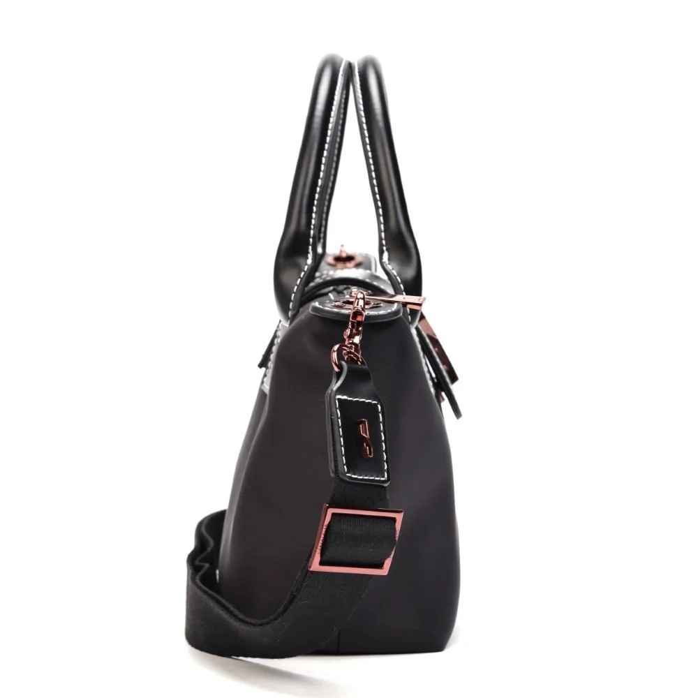 Bolsa Shopper Pequena Nylon Preta Alça Transversal - vista 4 de 7