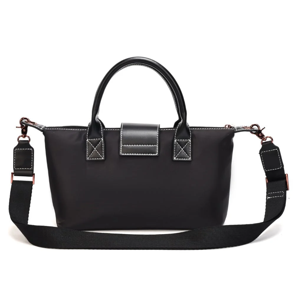 Bolsa Shopper Pequena Nylon Preta Alça Transversal - vista 5 de 7