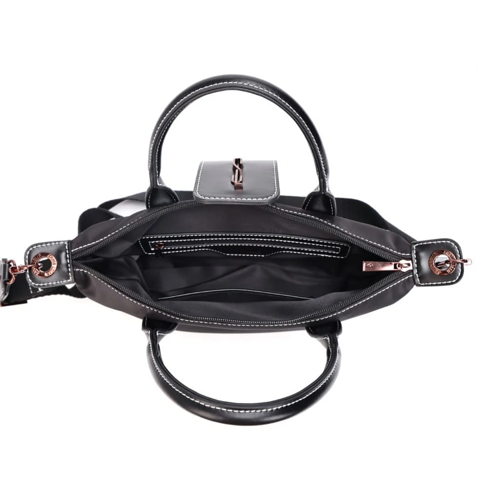 Bolsa Shopper Pequena Nylon Preta Alça Transversal - vista 7 de 7