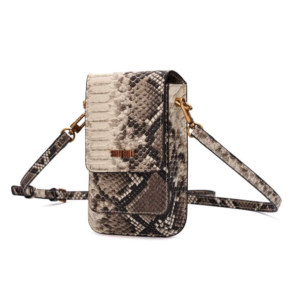 Bolsa Porta Celular Animal Print Estampa Cobra Alça Transversal - vista 3 de 7