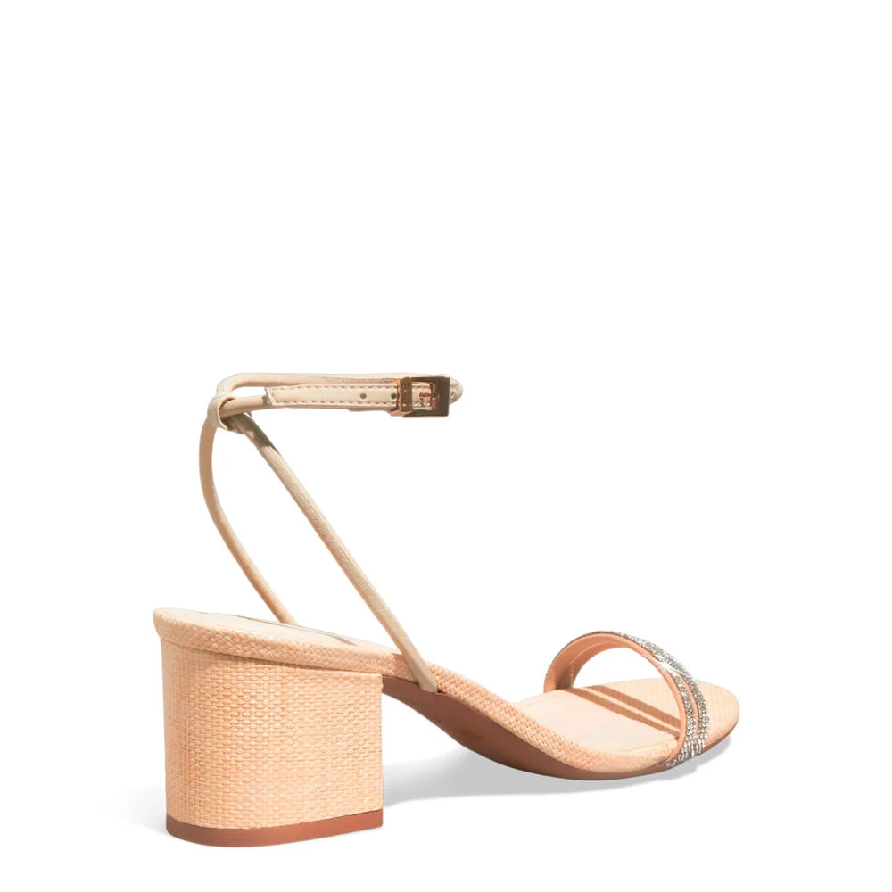Sandália Napa Soft Off White Salto Bloco Brilho - vista 3 de 3