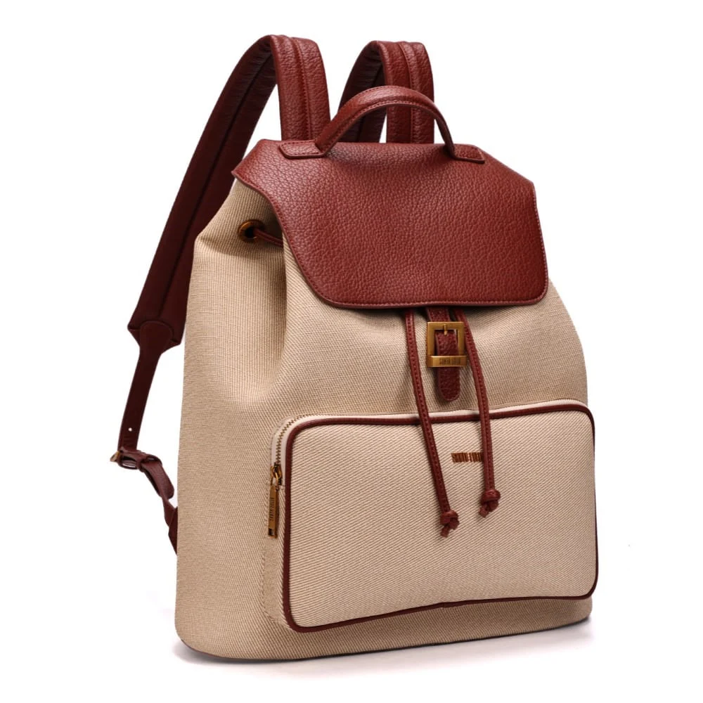 Mochila Tramado Bege E Marrom - vista 2 de 7