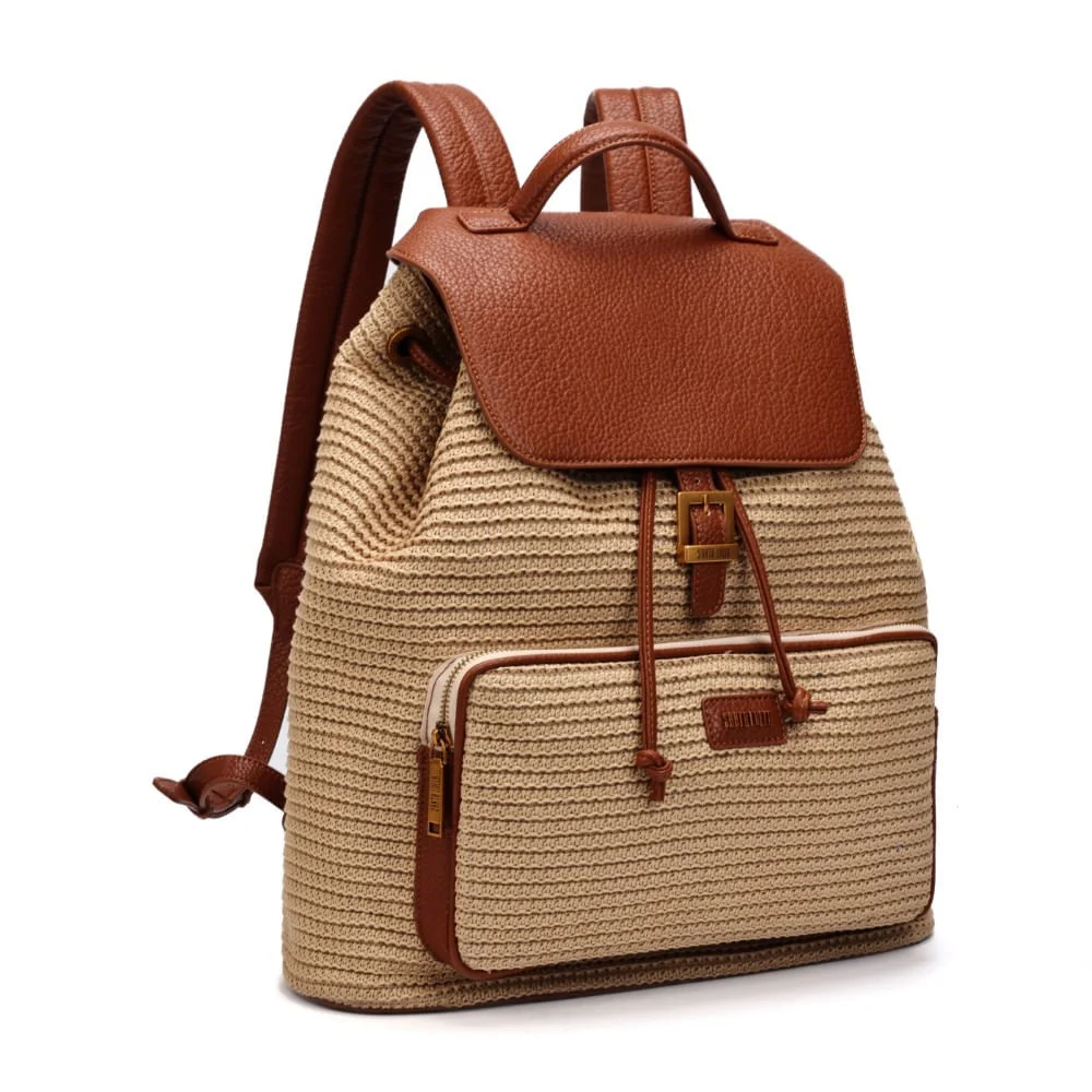 Mochila Grande Tramado Bege - vista 2 de 8