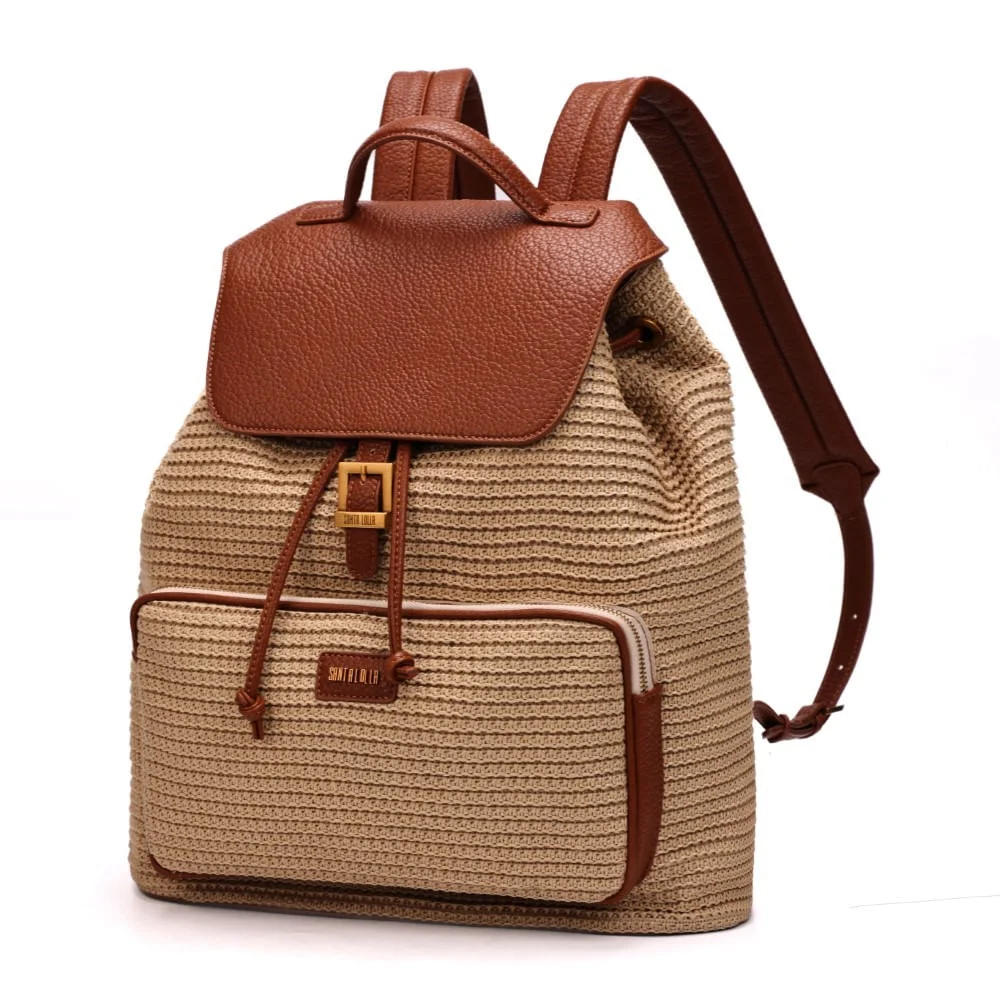 Mochila Grande Tramado Bege - vista 3 de 8