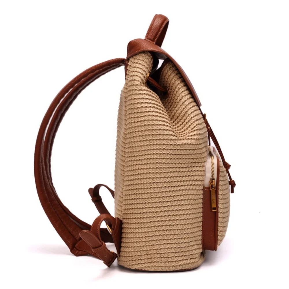 Mochila Grande Tramado Bege - vista 4 de 8