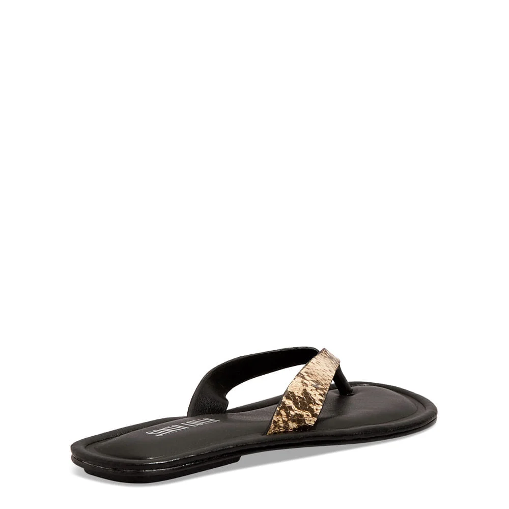 Rasteira Animal Print Couro Estampa Cobra - vista 3 de 5