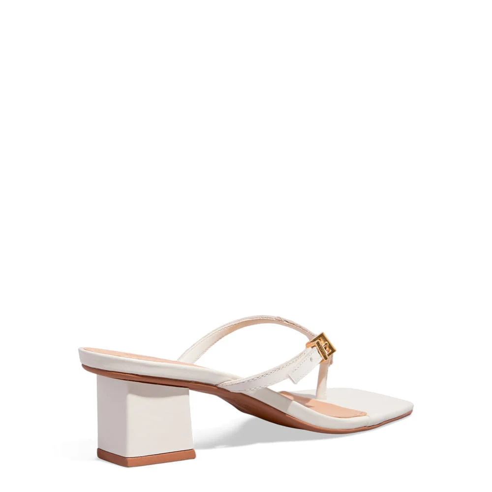 Mule Couro Nobre Soft Salto Bloco Baixo Off White - vista 3 de 3