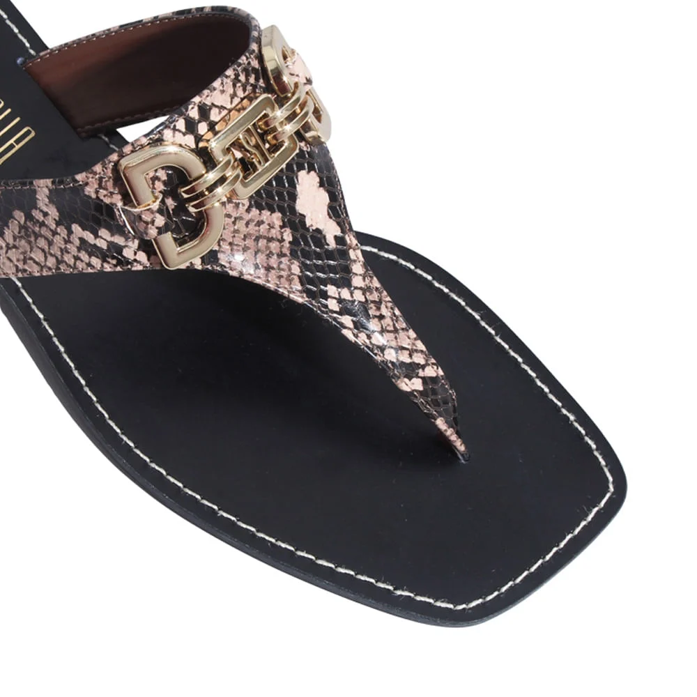 Rasteira Suede Animal Print Cobra - vista 5 de 5