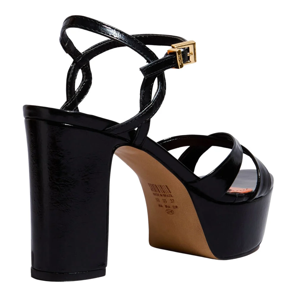 Sandália Plataforma Verniz Glossy Preta - vista 3 de 3