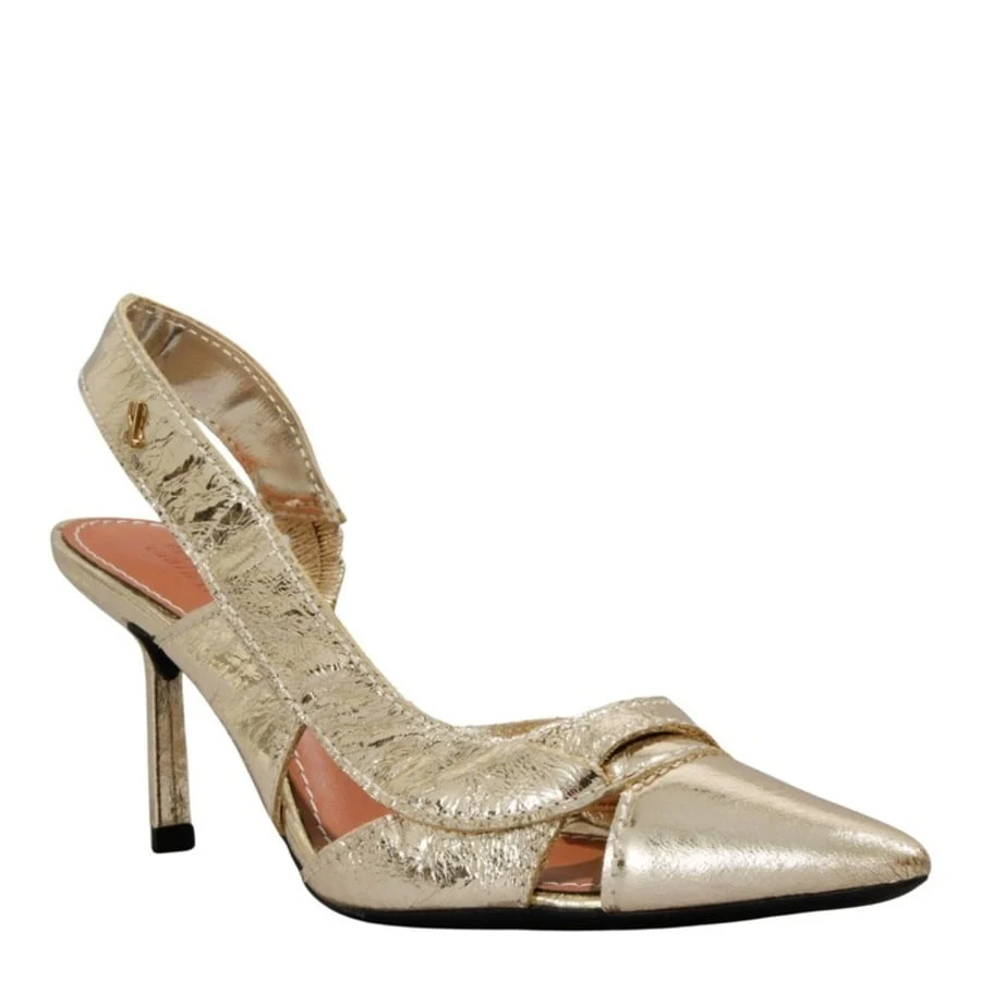 Scarpin Couro Metallic Balla Ouro Light - vista 2 de 3