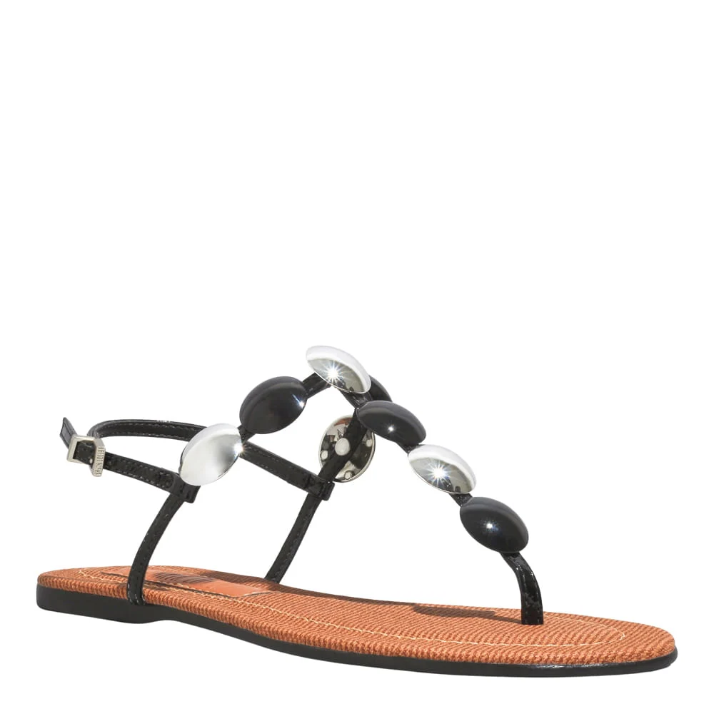 Rasteira Verniz Glossy Preta Tachas - vista 2 de 5